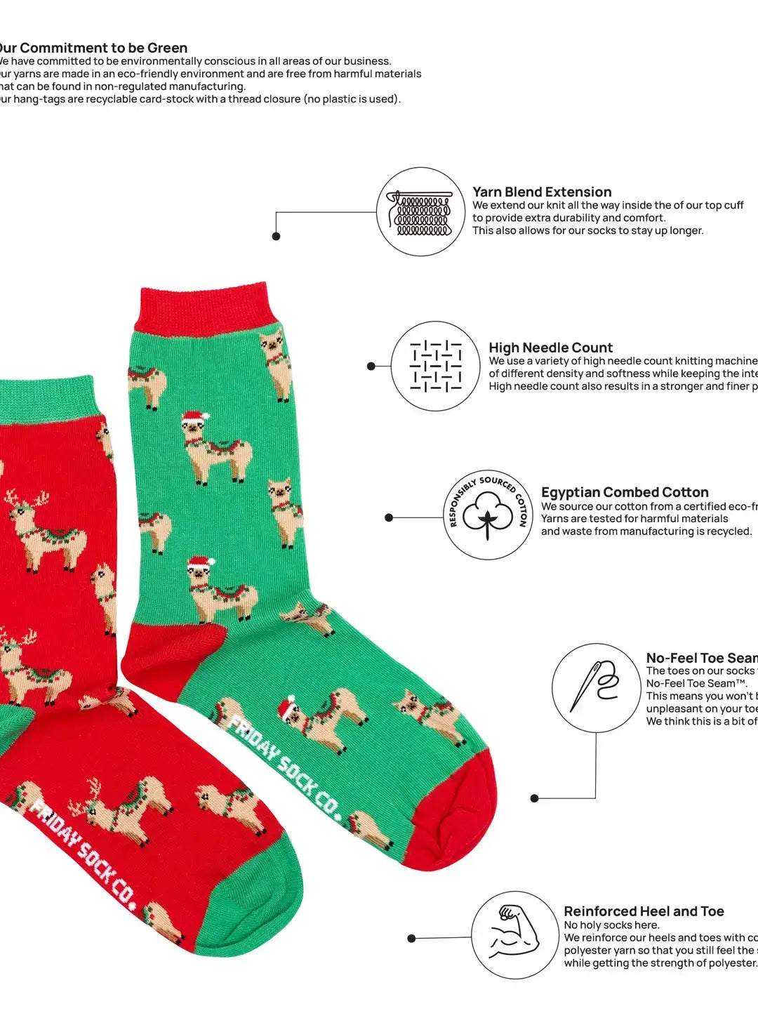 Women's Ugly Christmas  Fa La Llama Mismatched Crew Socks: Women’s 5 – 10