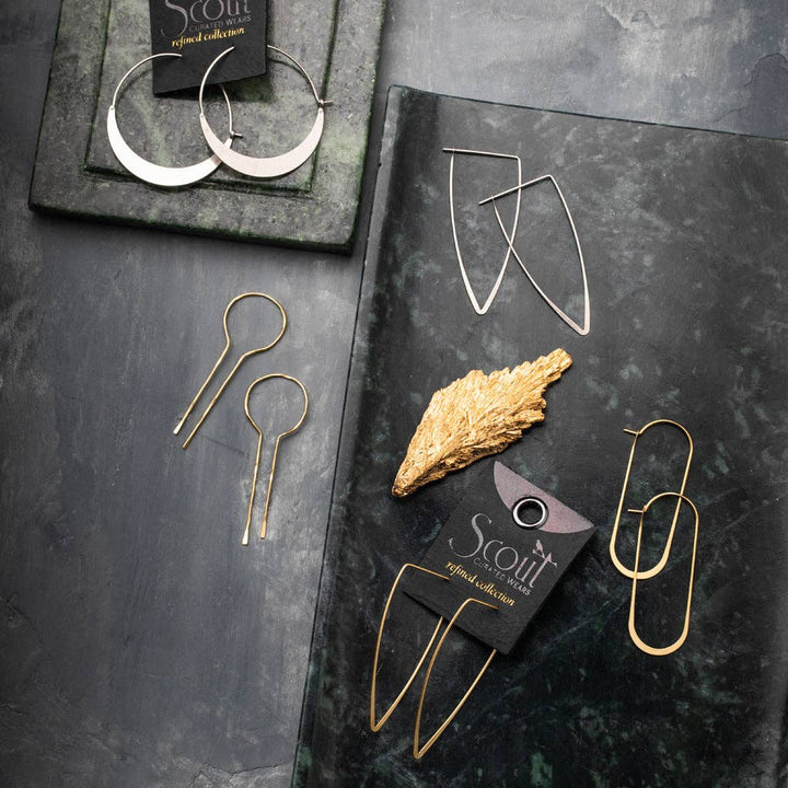 Refined Earring Collection - Crescent Hoop/Gold - Pine & Moss