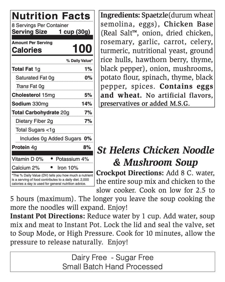 Small St Helens Chicken Noodle & Mushroom Soup Mix - Pine & Moss