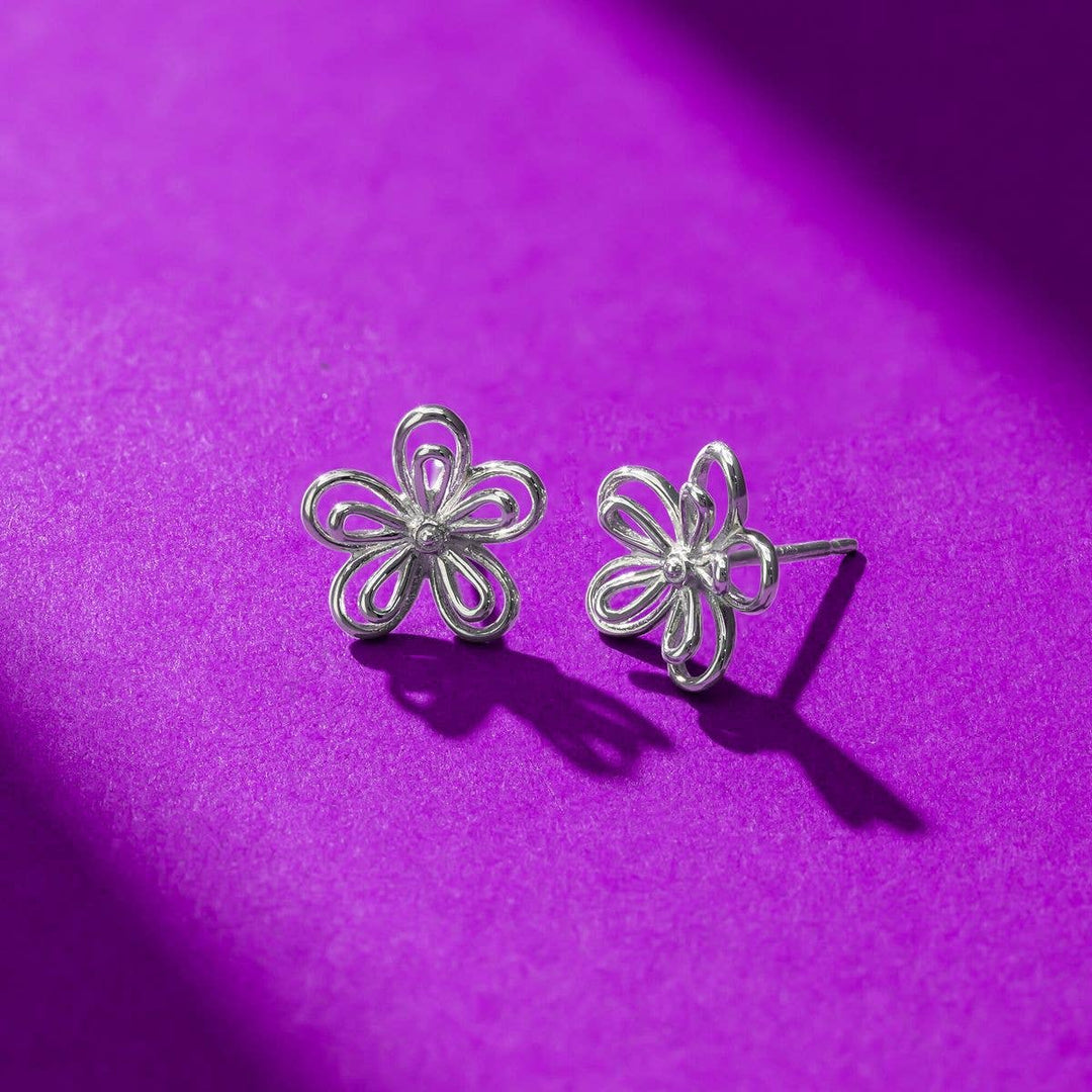Outline Daisy Earring Studs (ES 2791) - Pine & Moss