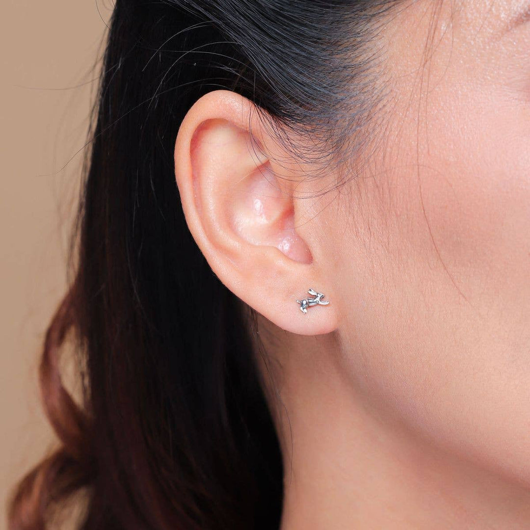 Hopping Bunny Studs (ES 2728) - Pine & Moss