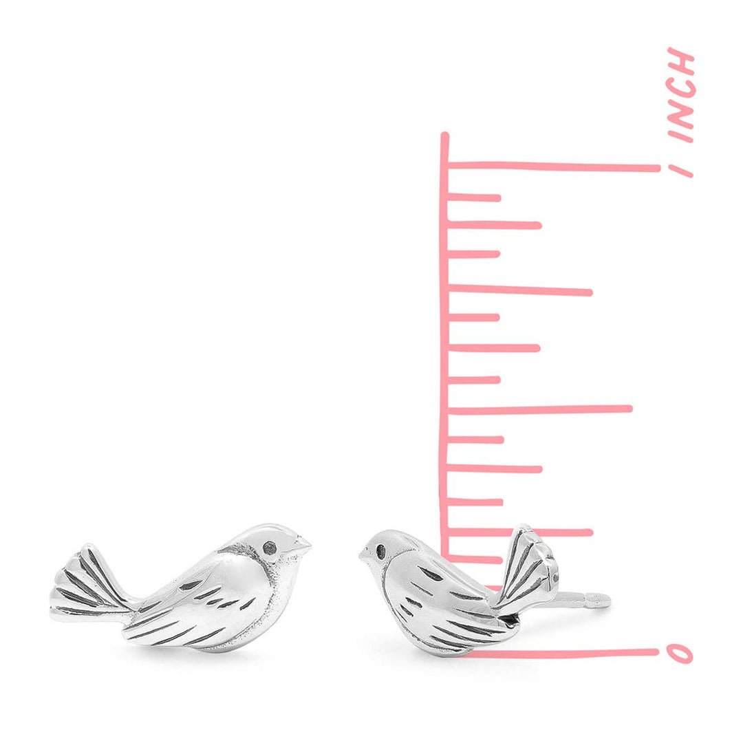 Sparrow Bird Stud Earrings (ES 5227) - Pine & Moss