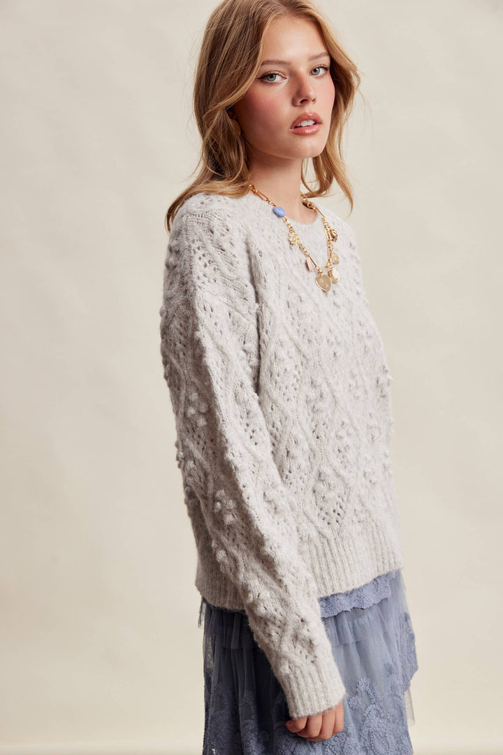 Jodi Bobble Pointelle Knit Sweater