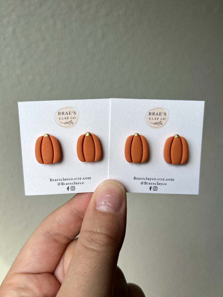 Brae's Clay Co.- Orange Pumpkin Studs