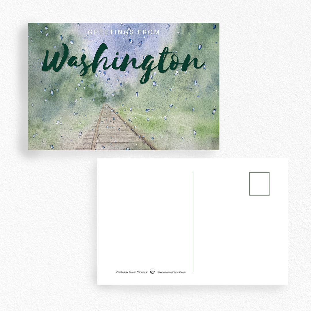 Rainy Rails Postcard - Washington