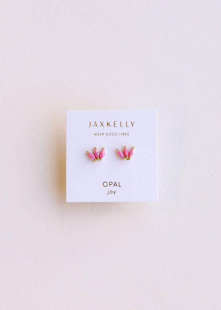 JaxKelly Opal Crown Stud - Pink - Earring