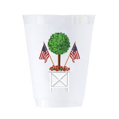 Patriotic Topiary Shatterproof 16 oz Cups- Set of 8