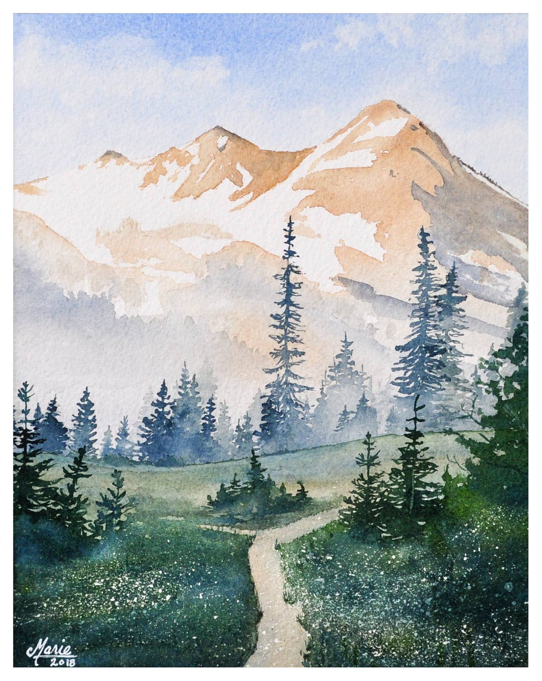 Mt. Rainier Summer Watercolor Giclée Print