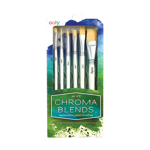 Chroma Blends Watercolor Paint Brushes - Set of 6 - Pine & Moss