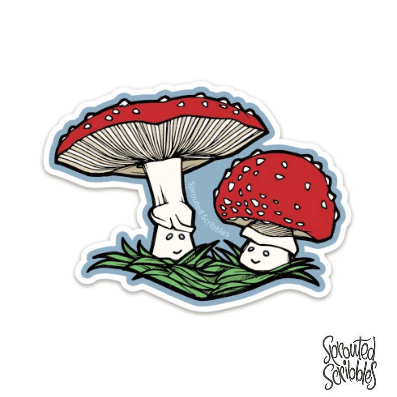 Mushroom Sticker - Pine & Moss