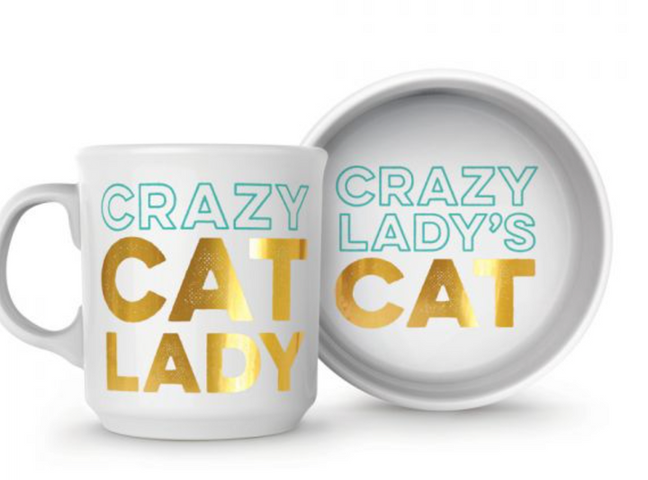 Mug & Cat Bowl, Crazy Cat - Pine & Moss