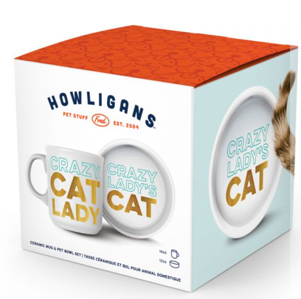 Mug & Cat Bowl, Crazy Cat - Pine & Moss