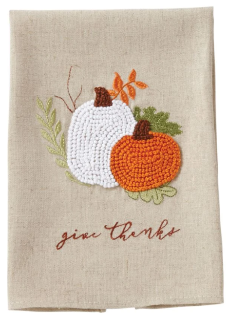 Give Thanks, French Knot Towel