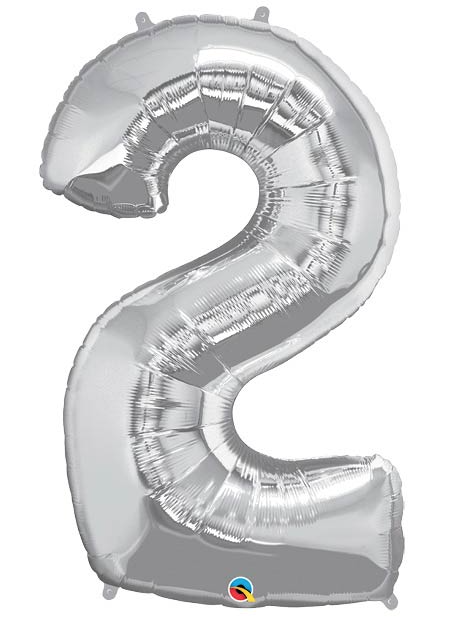 34" Number Foil Balloons, Silver - Pine & Moss