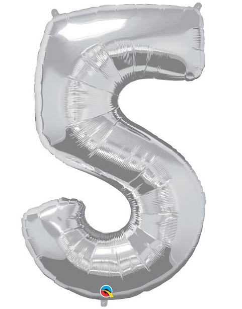 34" Number Foil Balloons, Silver