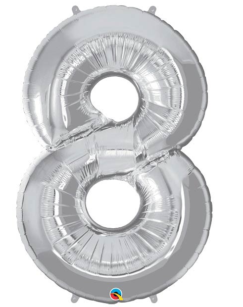 34" Number Foil Balloons, Silver