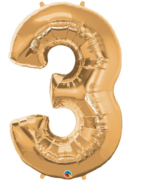 34" Number Foil Balloons, Gold
