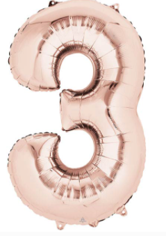 34" Number Foil Balloons, Rose Gold