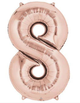 34" Number Foil Balloons, Rose Gold