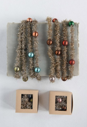 Tinsel Garland with Beads, 2 colors - Pine & Moss