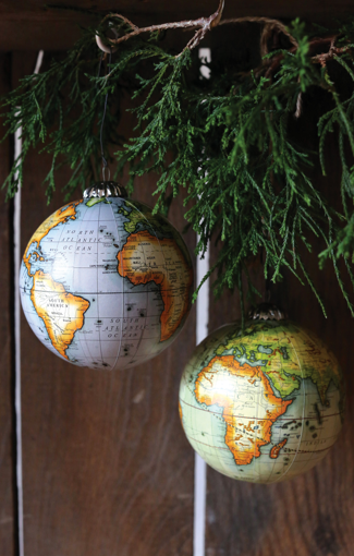 Round Globe Ornament, 2 Styles - Pine &amp; Moss