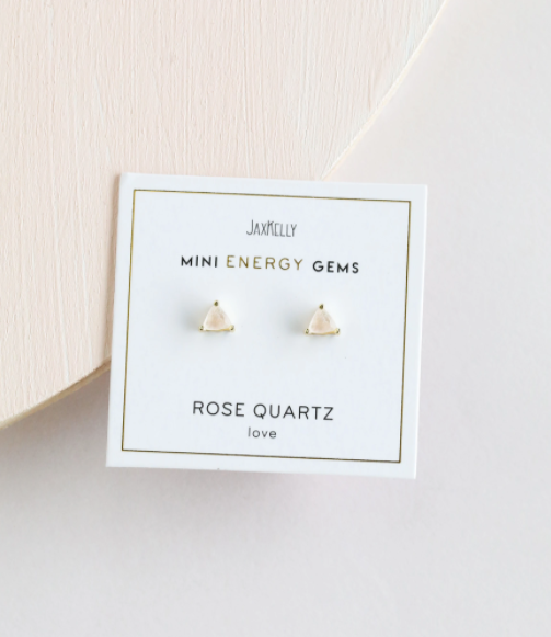 JaxKelly Mini Energy Gems- Rose Quartz, earrings