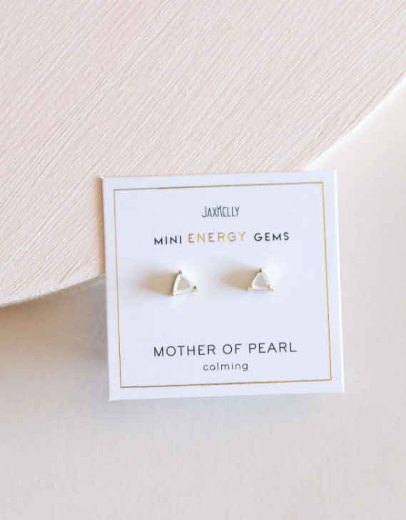 JaxKelly Mini Energy Gems- Mother of Pearl, earrings