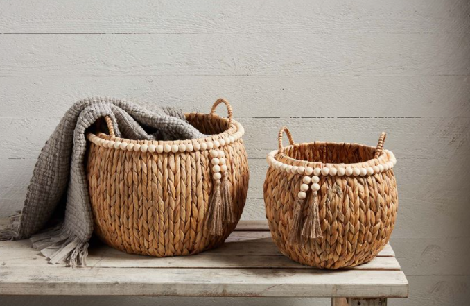 Hyacinth Bead Basket Set of 2
