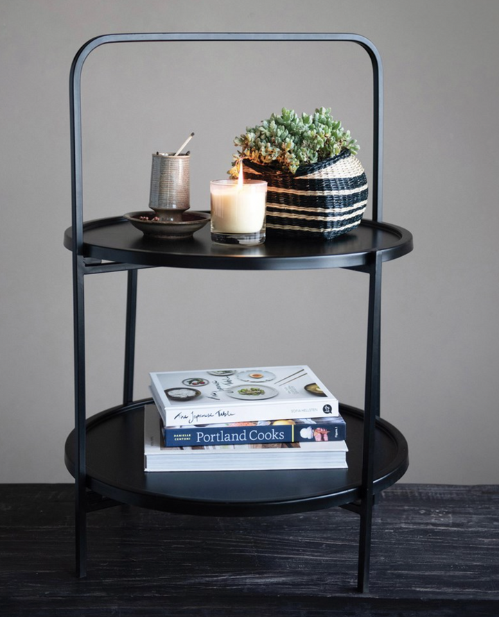 Two Tiered Metal Tray Table