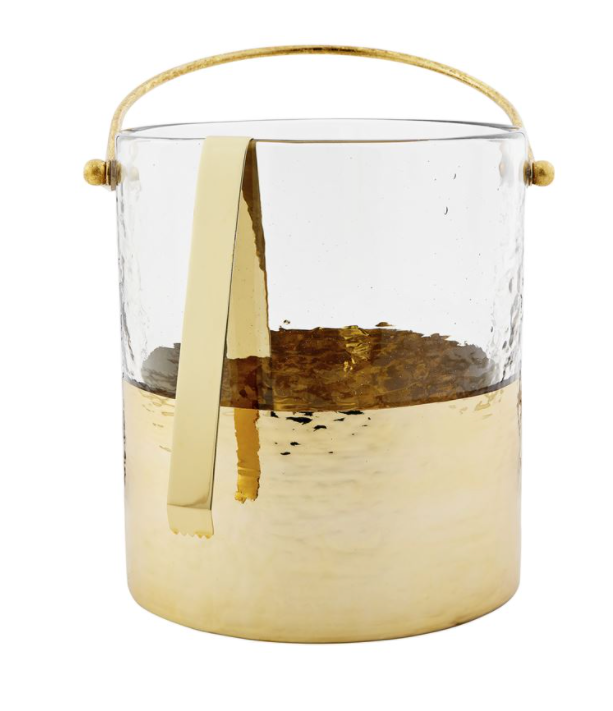 Gold Hammered Glass Ice Bucket