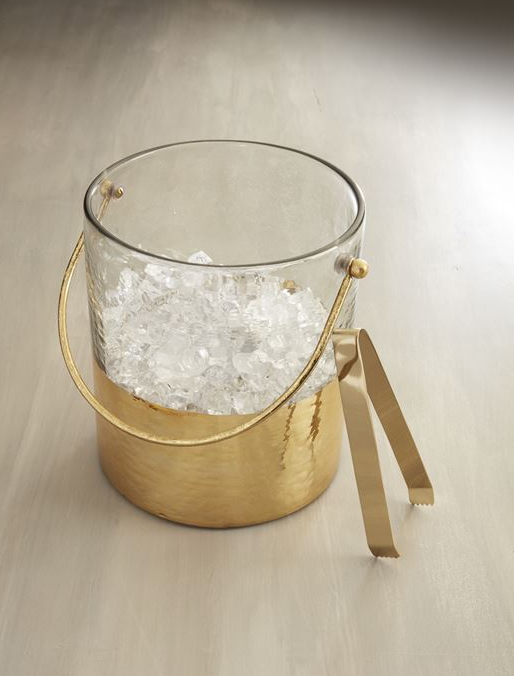 Gold Hammered Glass Ice Bucket - Pine & Moss