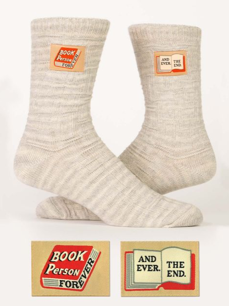 Blue Q Tag Socks -Book Person Forever