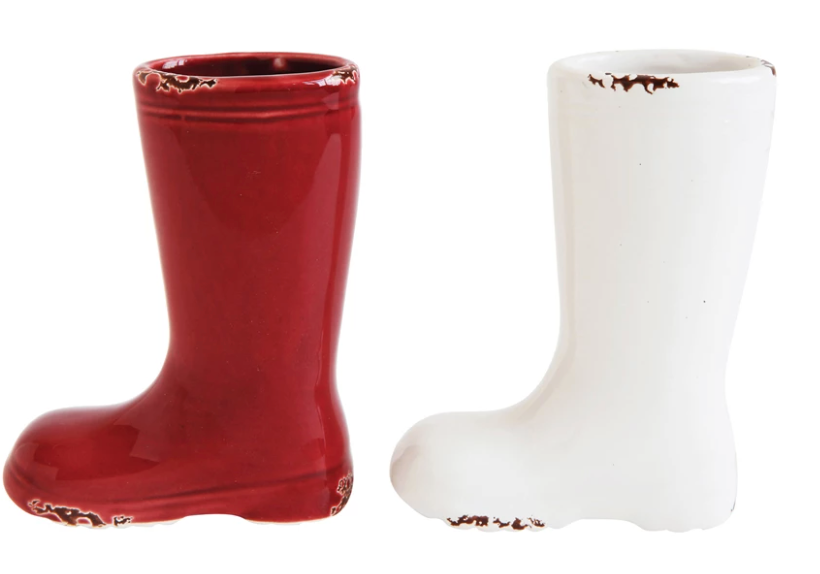 Stoneware Boot Vase- Red or White