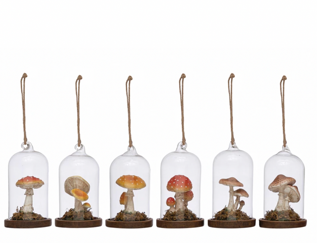 Mushroom Glass Cloche Ornament