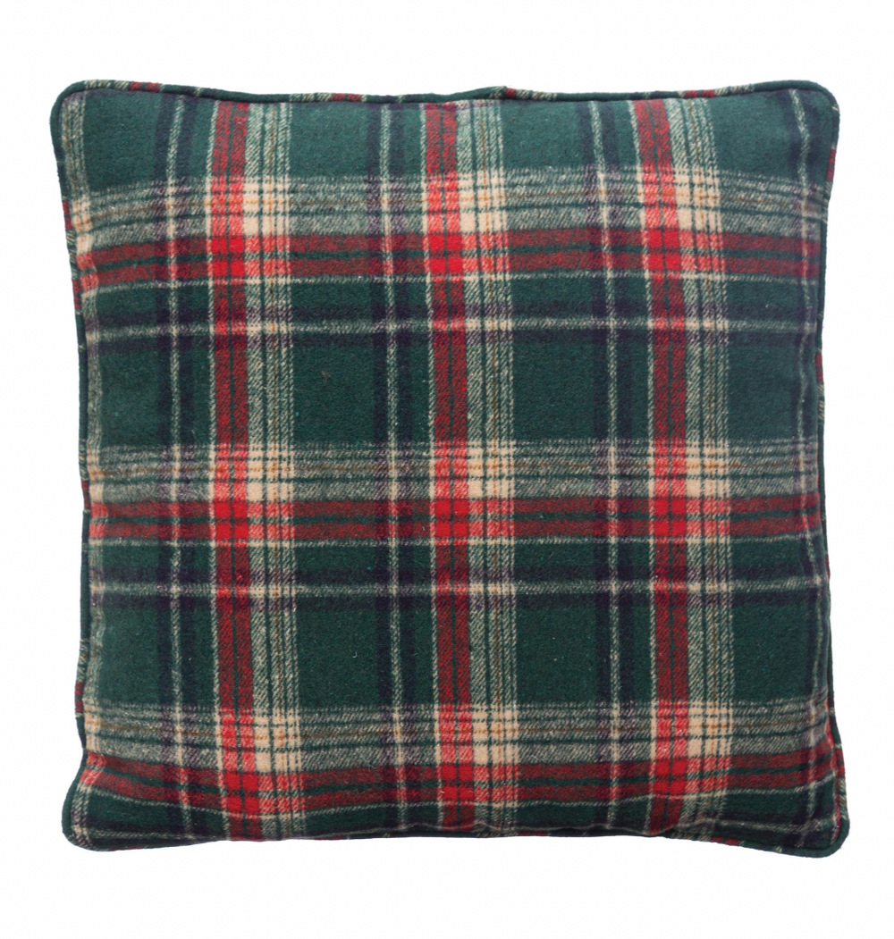 Brushed Green or Blue Flannel Pillow - Pine & Moss