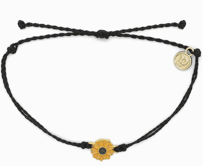 Pura Vida Sunflower Charm Bracelet - Black & Gold