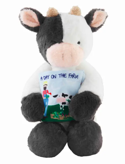 Cow Plush With Book - Pine & Moss