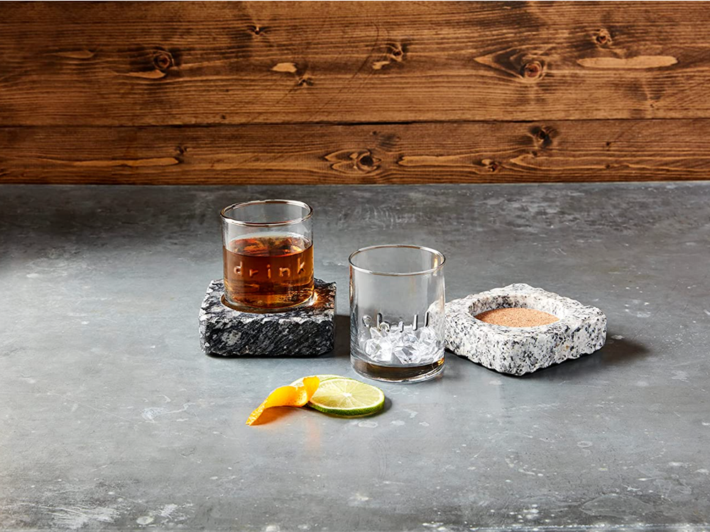 DOF Glass with Granite Coaster - Pine & Moss