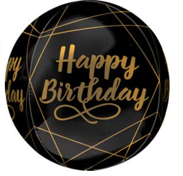 Elegant Black Birthday Orbz Balloon- 16"