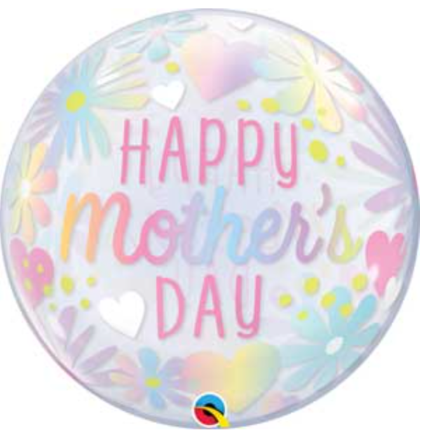 Mother's Day Floral Pastel Bubble Balloon- 22"