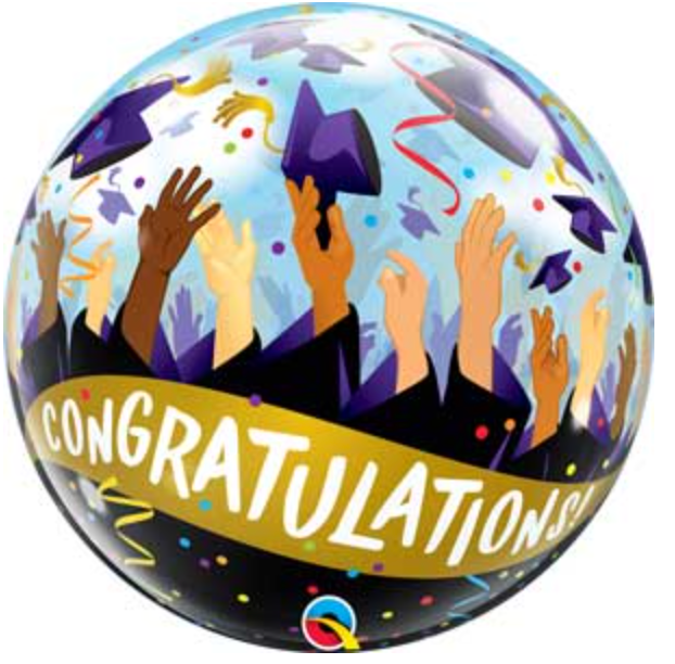Congrats Grad Caps Bubble Balloon- 22" - Pine & Moss