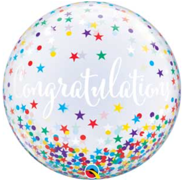 Congratulations Confetti Stars Bubble Balloon- 22"