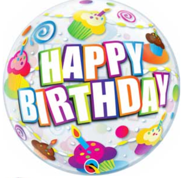 Birthday Colorful Cupcakes- Bubble Balloon