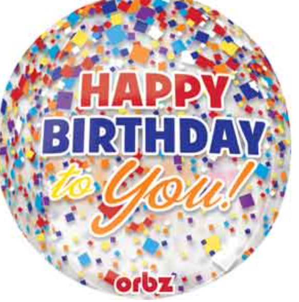 Confetti Birthday Orbz balloon- 16"
