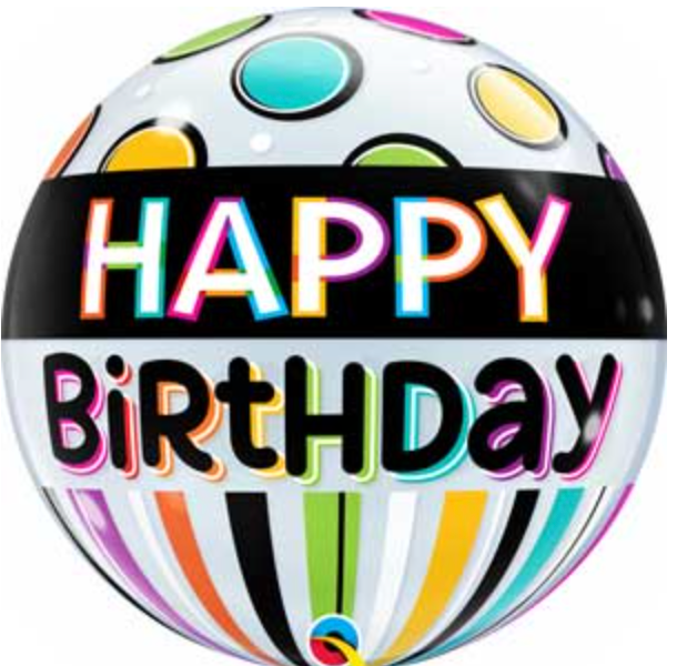 Happy Birthday Black Band Bubble Balloon- 22"