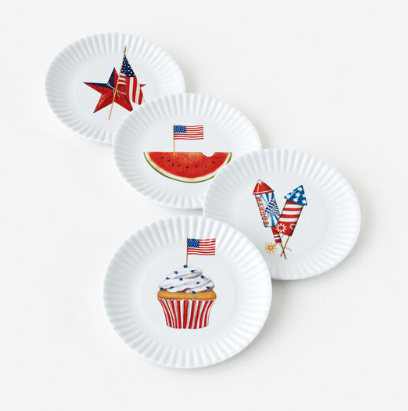 American Holiday Melamine Hors D'oeuvres Plates - Pine & Moss