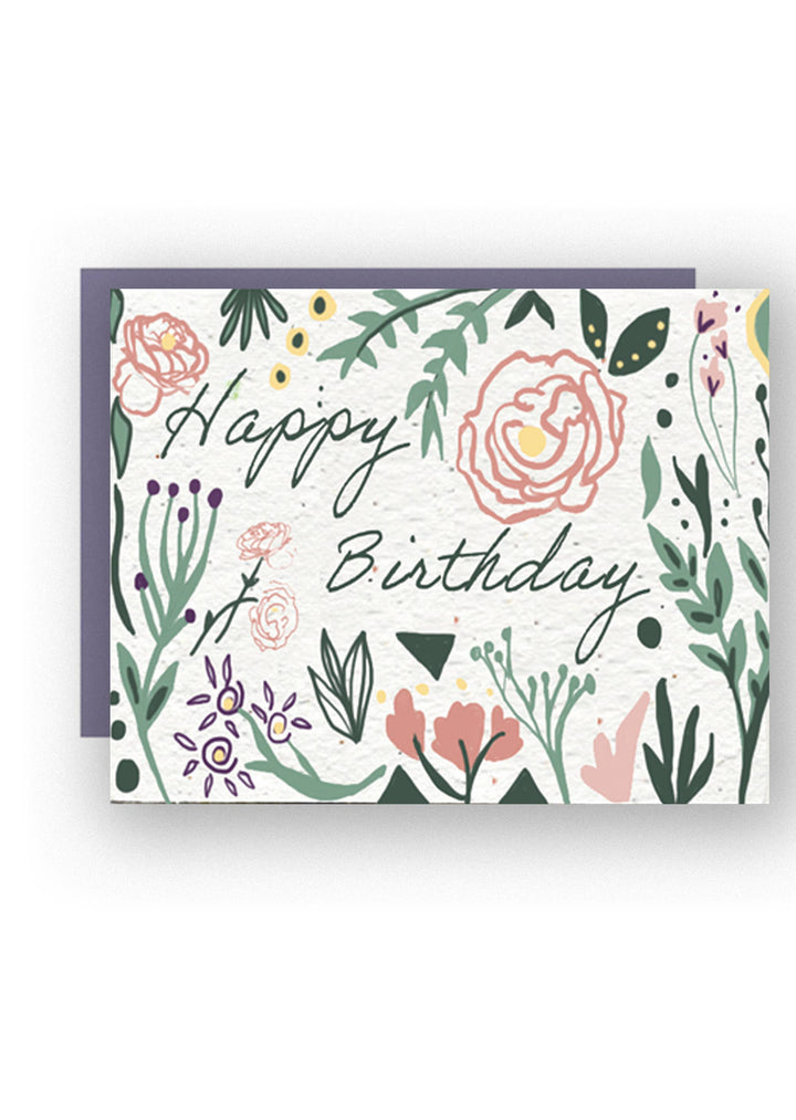 Happy Birthday // Wild Flower Seed Paper // Greeting Card - Pine & Moss
