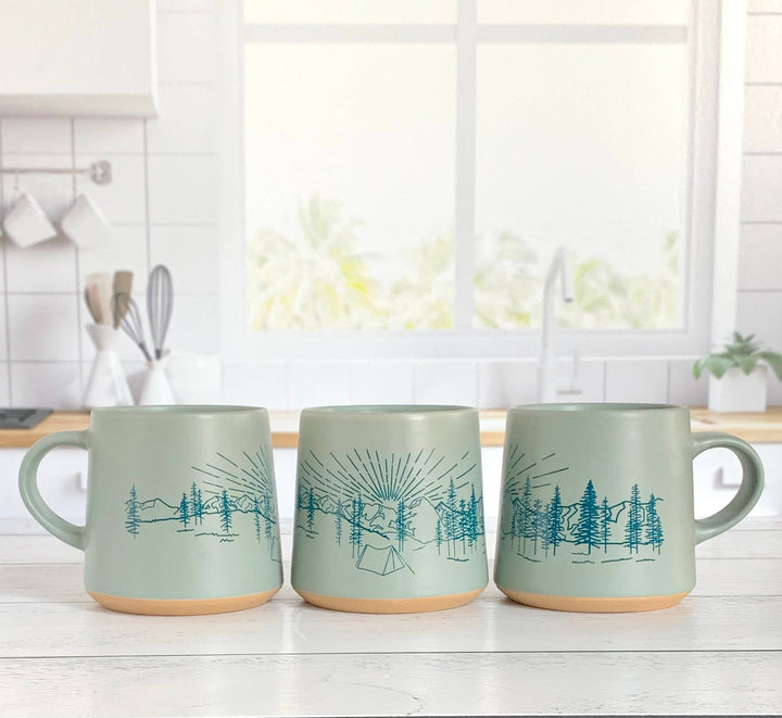 Camping Scene Ceramic Mug - Pine & Moss