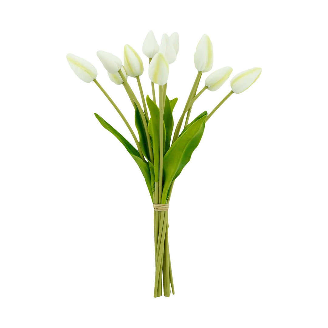 Long stem Real Touch Tulip Bud or Blooms: Natural White- 18"  Sold Individually