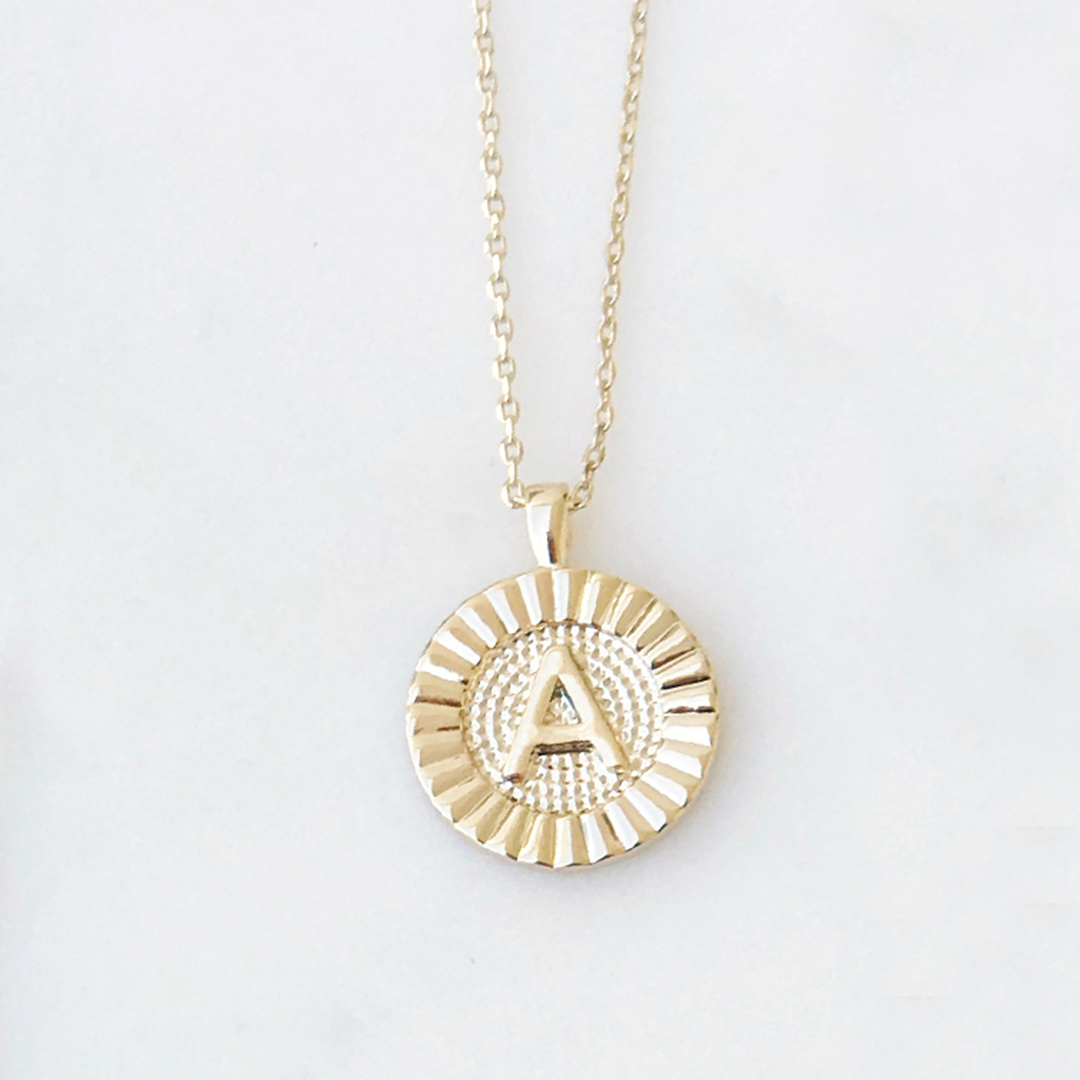 Round Initial Coin Necklace- Choose Initial